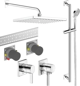 Keuco IXMO Brause-Set 6 Einhebelmischer für 2 Verbraucher mit Brausestange und Kopfbrause chrom