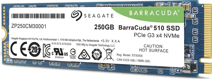 Seagate BarraCuda 510 SSD 250GB, M.2 2280 / M-Key / PCIe 3.0 x4