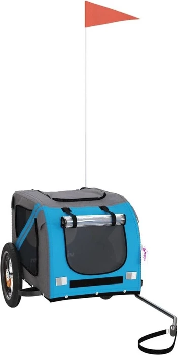 vidaXL Hunde 124x53cm Fahrradanhänger blau/grau