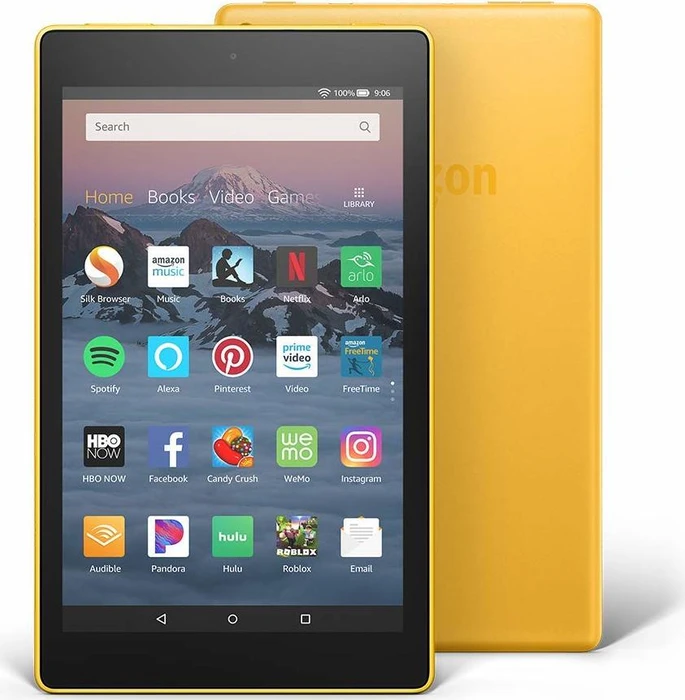 Amazon Fire HD 8 KFKAWI 2018, mit Werbung, gelb, 16GB, inkl. Show-Modus-Dock