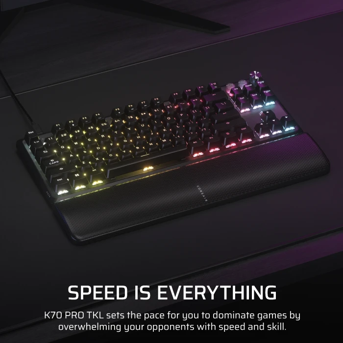 Corsair Gaming K70 PRO TKL Magnetic-Mechanical, PBT, schwarz, Corsair MGX Hyperdrive, USB, US