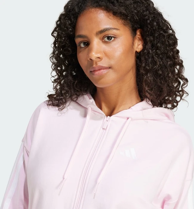 adidas Essentials 3-Streifen French Terry Hoodie clear pink/white (Damen)