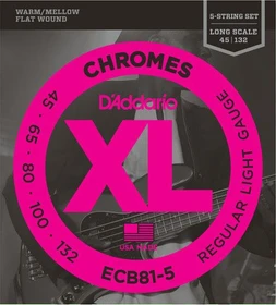D'Addario XL Chromes 5-String Bass Regular Light, Long Scale
