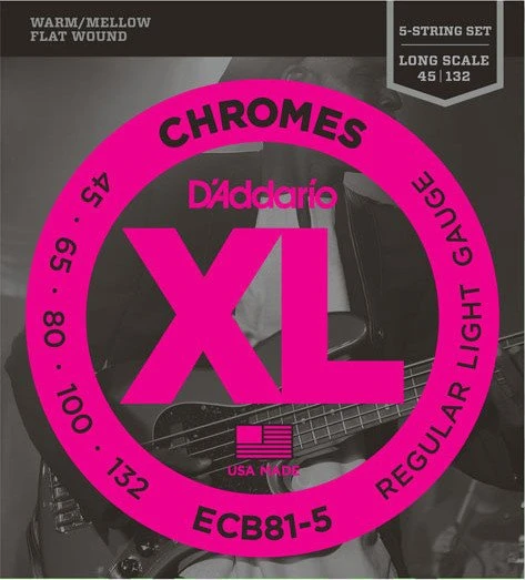 D'Addario XL Chromes 5-String Bass Regular Light, Long Scale