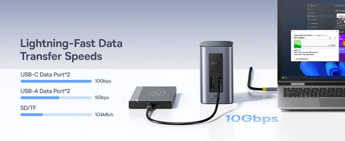 Baseus Nomos NU1 Air 12-in-1 Docking Station, Windows, Multiport-Adapter, USB-C 3.1 [Stecker]