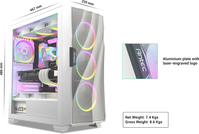 Antec Dark League Dark Fleet DF700 Flux White, weiß, Glasfenster