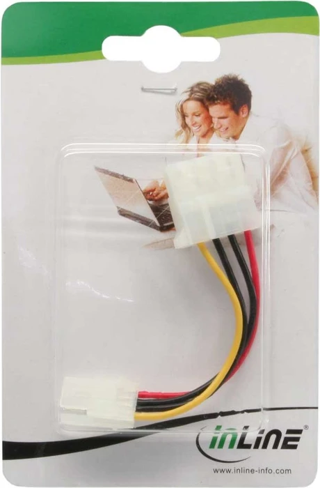 InLine 4-Pin Floppy Stiftsockel Buchse auf 4-Pin Molex Stecksockel Stecker, 3.5" auf 5.25" Adapterkabel, 15cm