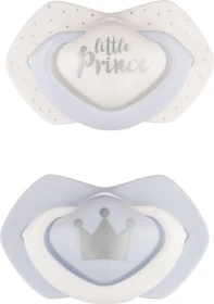 Canpol Babies Royal Baby Light touch Schnuller, 0-6M, Silikon, blau/weiß, 2 Stück