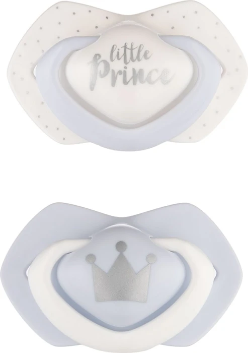 Canpol Babies Royal Baby Light touch Schnuller, 0-6M, Silikon, blau/weiß, 2 Stück