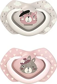 Canpol Babies Bonjour Paris Light touch Schnuller, 0-6M, Silikon, pink/beige, 2 Stück