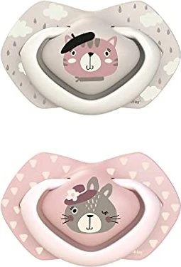 Canpol Babies Bonjour Paris Light touch Schnuller, 0-6M, Silikon, pink/beige, 2 Stück