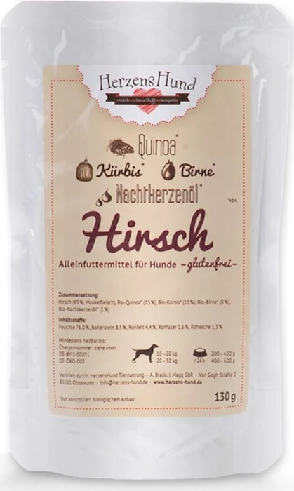 Herzens Hund Hirsch mit Bio Gemüse