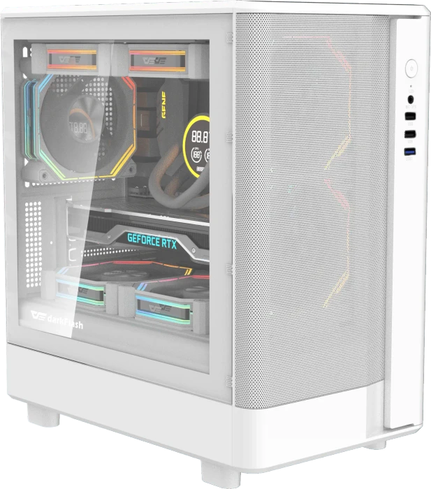 DarkFlash DB330M Mesh White, Glasfenster
