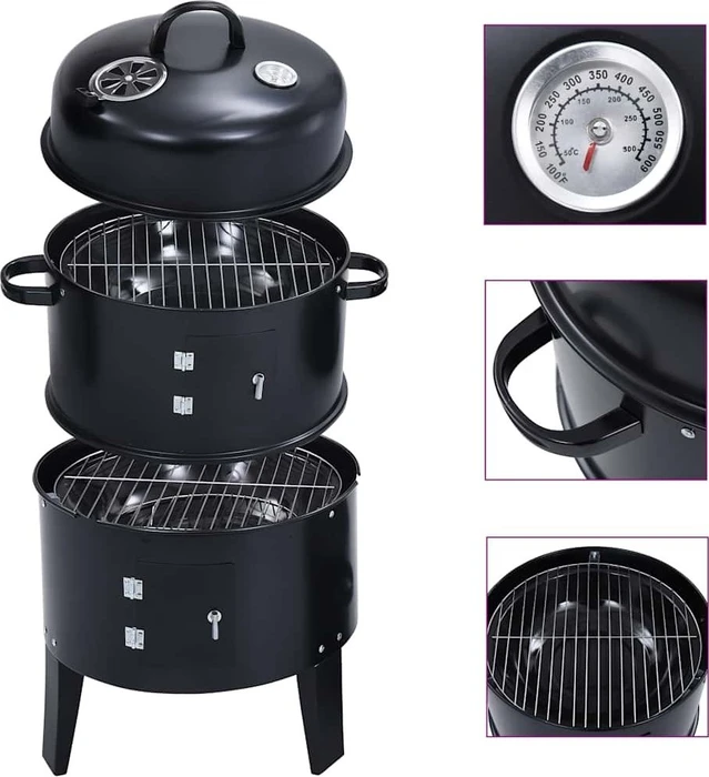 vidaXL 3in1 Holzkohlegrill/Räucherofen