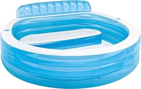 Intex Schwimm Center Family Lounge Pool Planschbecken mit Sitzbank rund 224x216x76cm