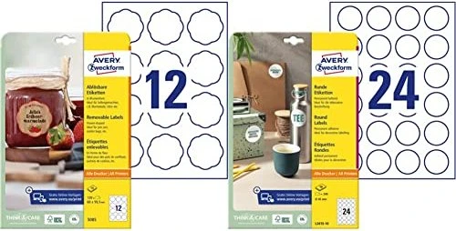 Avery-Zweckform Etiketten rund, 60mm, ablösbar, weiß, 10 Blatt (100 Etiketten)