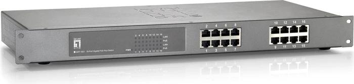 LevelOne GEP Rackmount Gigabit Switch, 16x RJ-45, 140W PoE+