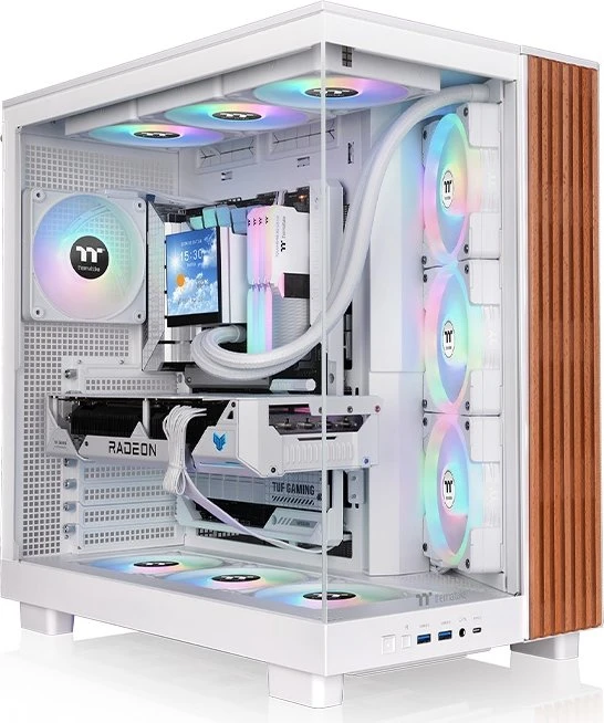 Thermaltake View 380 XL WS ARGB Snow, weiß/braun, Glasfenster