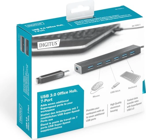 Digitus Office Hub, USB-Hub, 7x USB-A 3.0, USB-A 3.0 [Stecker]
