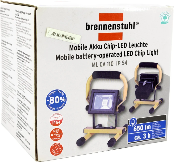 Brennenstuhl Mobile Chip-LED ML CA 110 IP54 10W Akku-Baustrahler inkl. Akku 2.2Ah