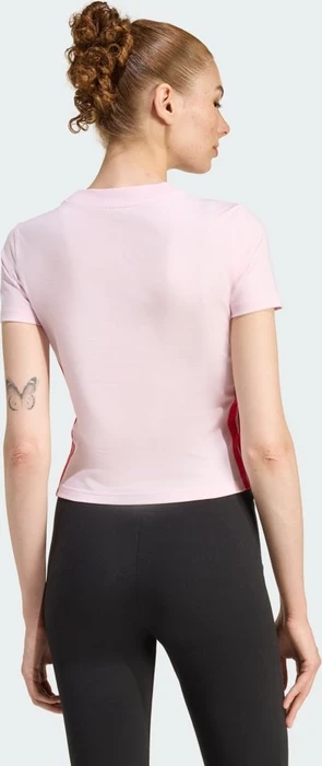 adidas Essentials 3-Streifen Slim Baby T-Shirt kurzarm clear pink/pure ruby (Damen)