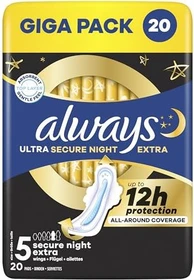 Always Secure Night Extra mit Flügeln Größe 5, 20 Stück