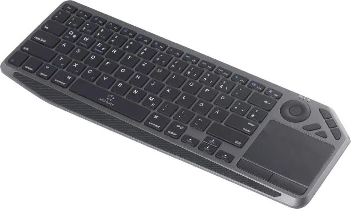 Renkforce RF-WLBTKB-300 Funk Tastatur mit Multi-Touchpad, schwarz/grau, USB/Bluetooth, DE
