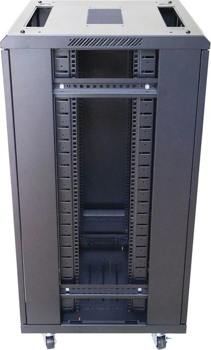 Extralink 19" Rackschrank 22HE, freistehend, Flat Pack, Glastür, IP20, schwarz, 1100mm tief