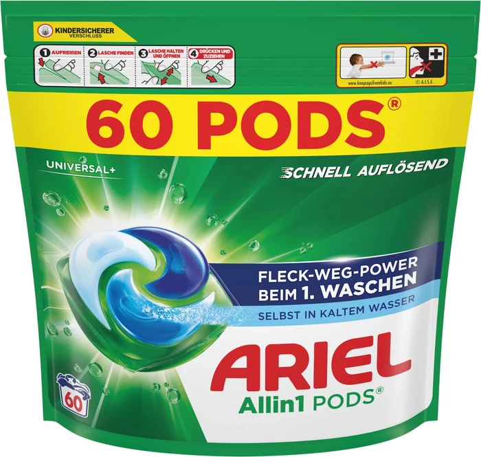 Ariel Universal+ Allin1 Pods Waschmittel, 60 Stück