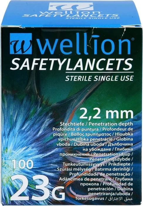 Wellion SafetyLancets 23G Lanzetten, 100 Stück
