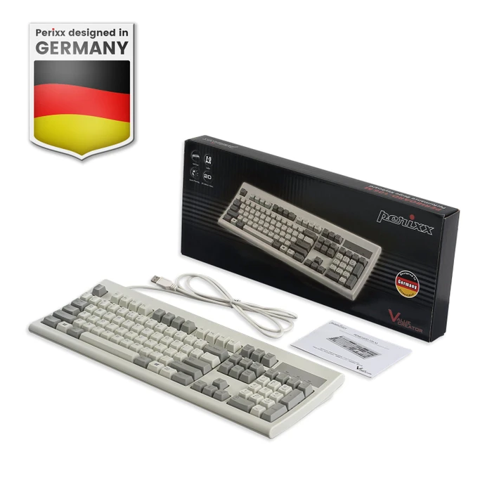 Perixx Periboard-106M, retro-grau/weiß, USB, US