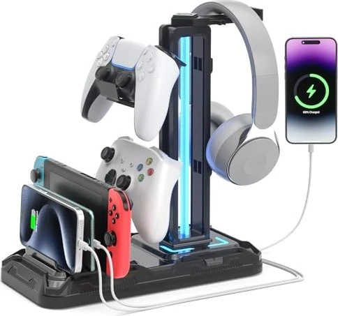 KDD Headset Halterung mit Ladestation schwarz (PS5)