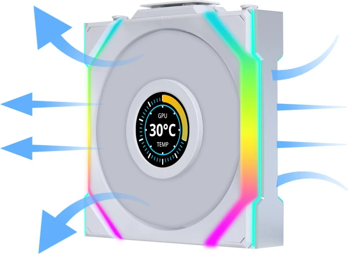 Lian Li Uni Fan SL Wireless LCD 120 ARGB Reverse Blade, weiß, LED-Steuerung, 120mm, 3er-Pack
