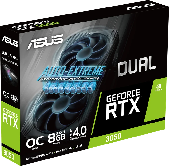 ASUS Dual GeForce RTX 3050 OC, DUAL-RTX3050-O8G, 8GB GDDR6, HDMI, 3x DP