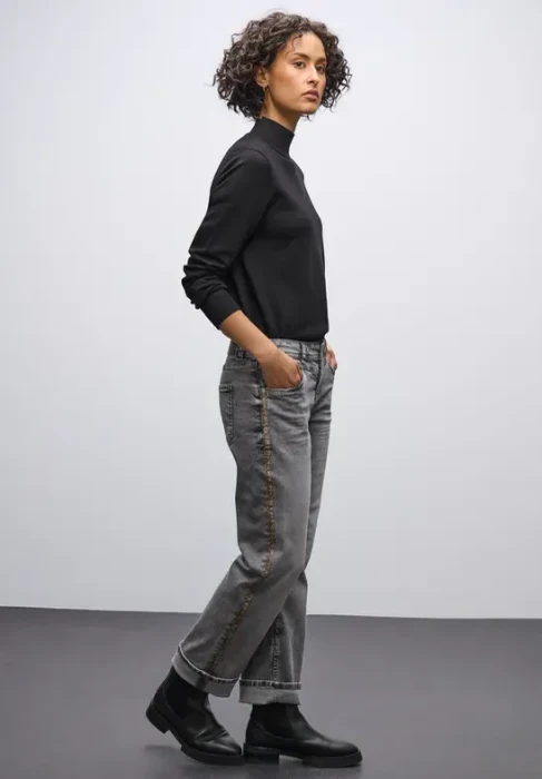 Street One Straight Leg Jeans light grey washed (Damen)