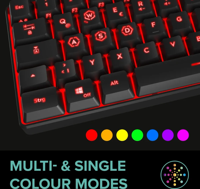 Speedlink Letos RGB 60% Gaming Keyboard, schwarz, LEDs RGB, USB, DE
