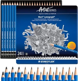 Staedtler Mars Lumograph 100 Bleistift sortiert, Metalletui, 24er-Set