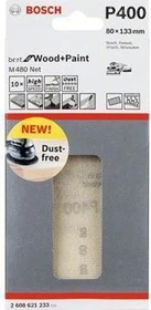 Bosch Professional M480 Best for Wood and Paint Gewebeschleifblatt K400, 80x133mm, 10 Stück