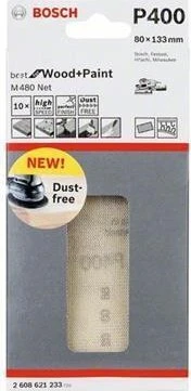 Bosch Professional M480 Best for Wood and Paint Gewebeschleifblatt K400, 80x133mm, 10 Stück