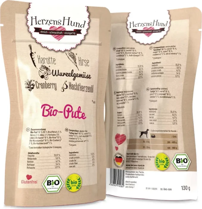 Herzens Hund Bio Pute mit Bio Gemüse
