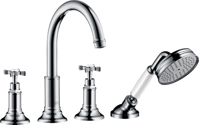 hansgrohe Axor Montreux Fertigmontageset 16544000 4-Loch-Fliesenrandarmatur, mit Kreuzgriffen, chrom Image
