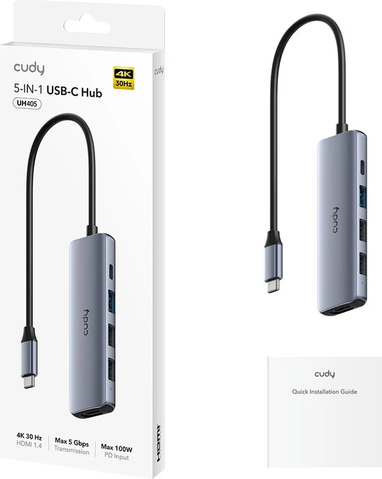 Cudy 5-In-1 HDMI 4K USB-C Hub, USB-C 3.0 [Stecker]