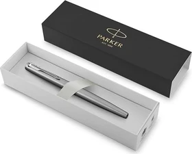 Parker Jotter stainless steel/chrome trim, rechte Hand, mittel, Geschenkbox