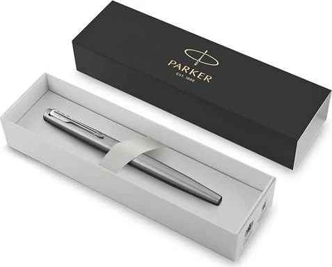 Parker Jotter stainless steel/chrome trim, rechte Hand, mittel, Geschenkbox