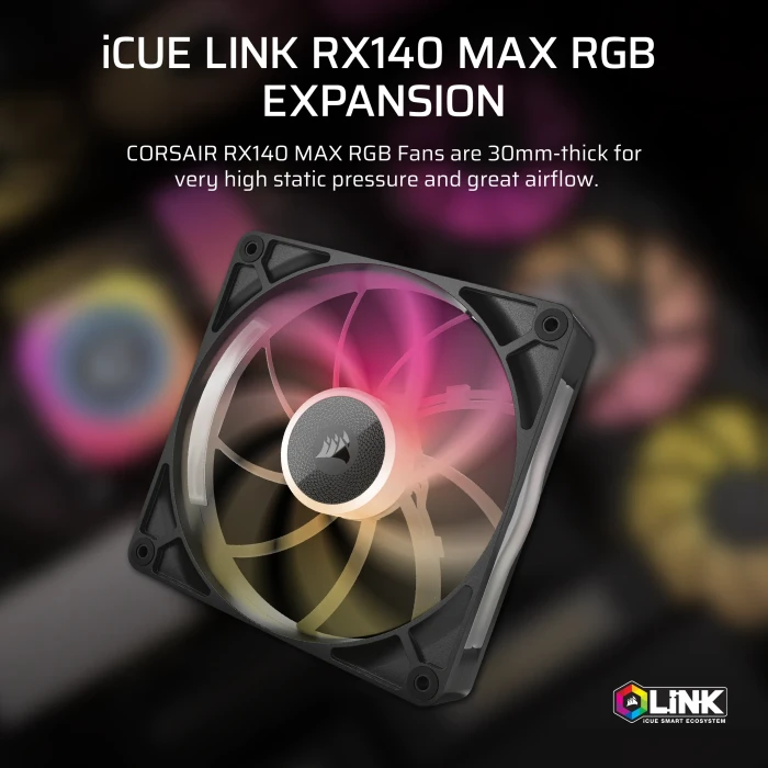 Corsair iCUE LINK RX140 Max RGB Expansion Kit, schwarz, 140mm