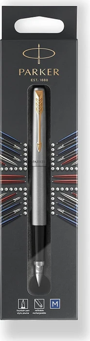 Parker Jotter stainless steel/gold trim, rechte Hand, mittel, Blister