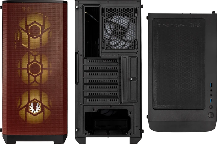 BitFenix Nova Mesh SE TG 4ARGB, schwarz/rot, inkl. 4x Lüfter, Lüfter LED RGB, Glasfenster