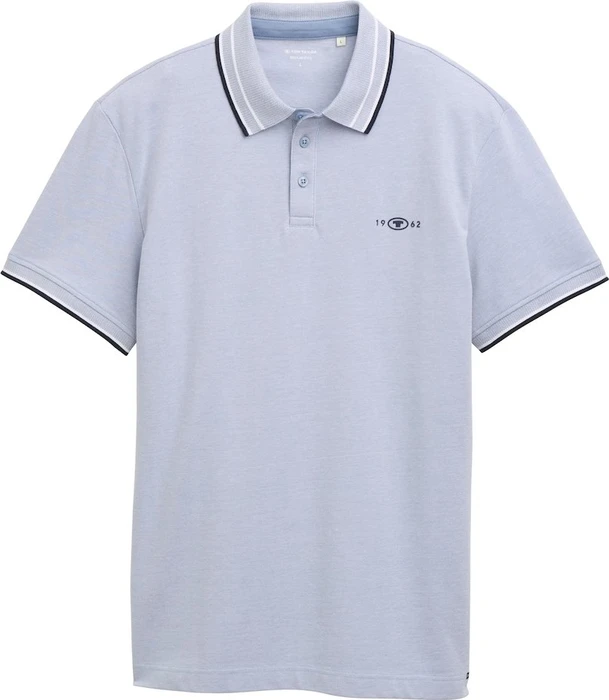 Tom Tailor Piqué mit Stretch Poloshirt kurzarm dove blue white two tone pique (Herren)