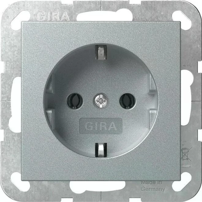 Gira SCHUKO-Steckdose 16 A 250 V Steckklemmen, Farbe Alu