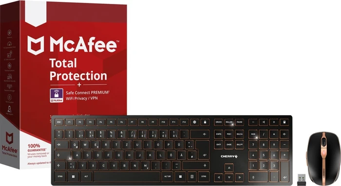 Cherry DW 9100 Slim schwarz/bronze, USB/Bluetooth, DE + McAfee Total Protection Bundle